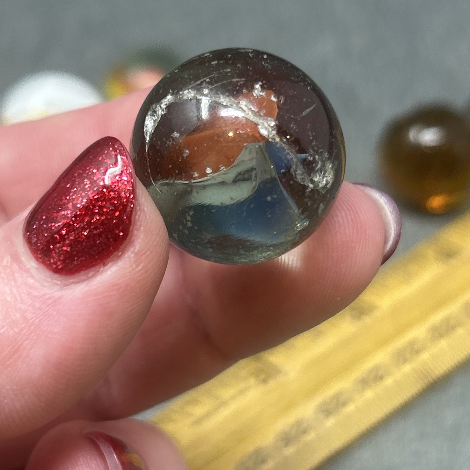 Vintage Glass Marbles Lot Mixed Swirls Cats Eye Large Shooters Collectible