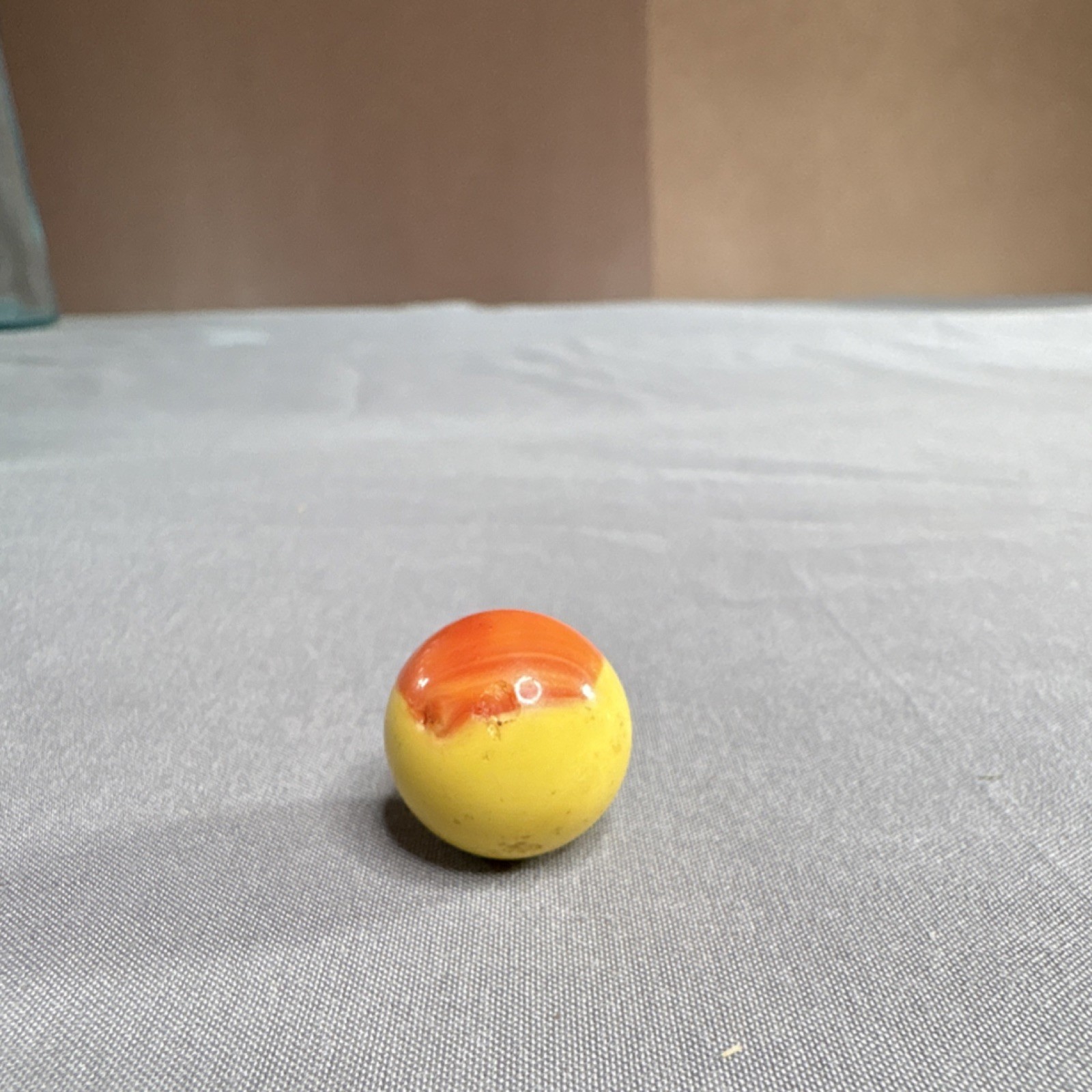 Single hand made Glass Toy Marble Orange & Yellow Swirl Pattern Ages 4-11