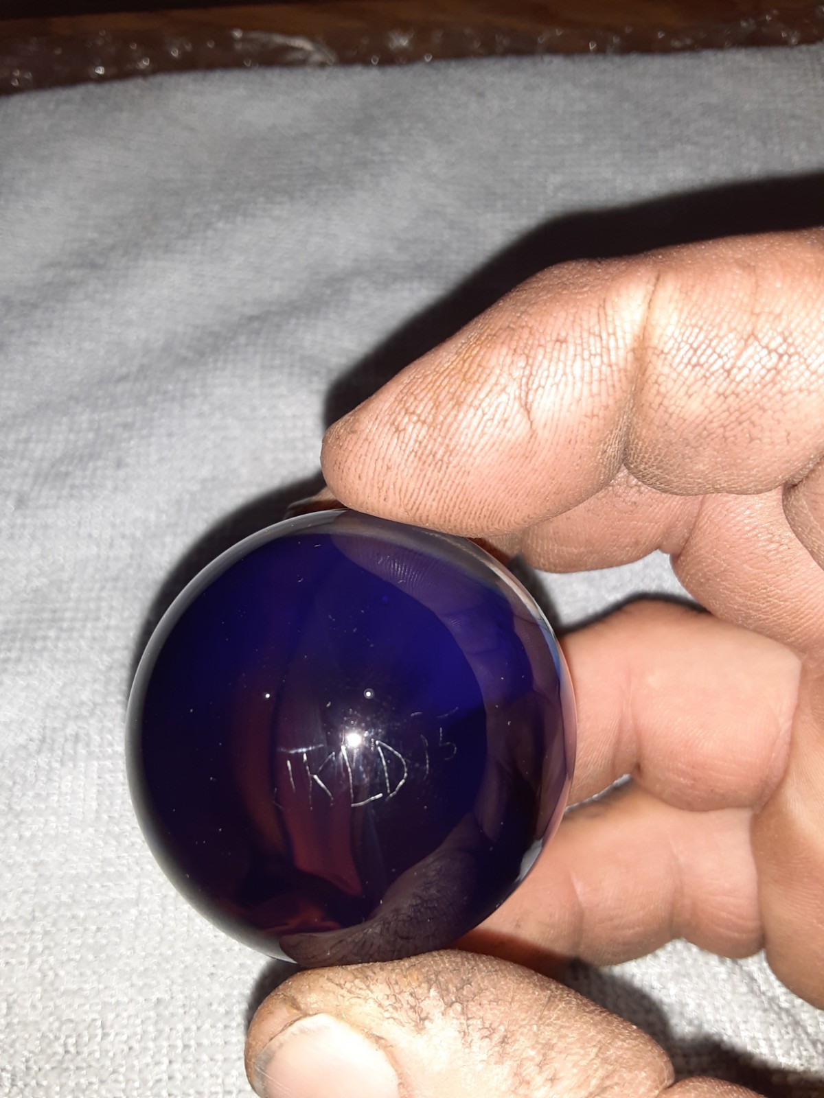 Hand Blown Glass Marble 1″-3/16 Diameter Deep Blue Galaxy design