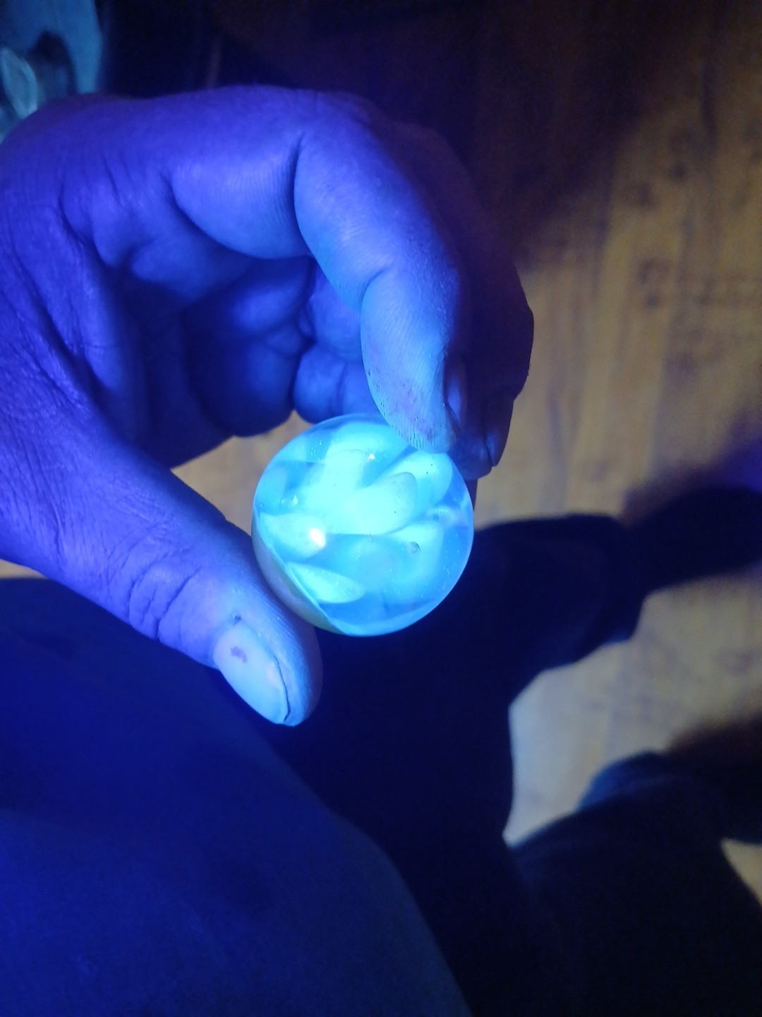 1 1/4 Inch Blu V Fumed Marble Fully Imploaded All The Way Through Marble .