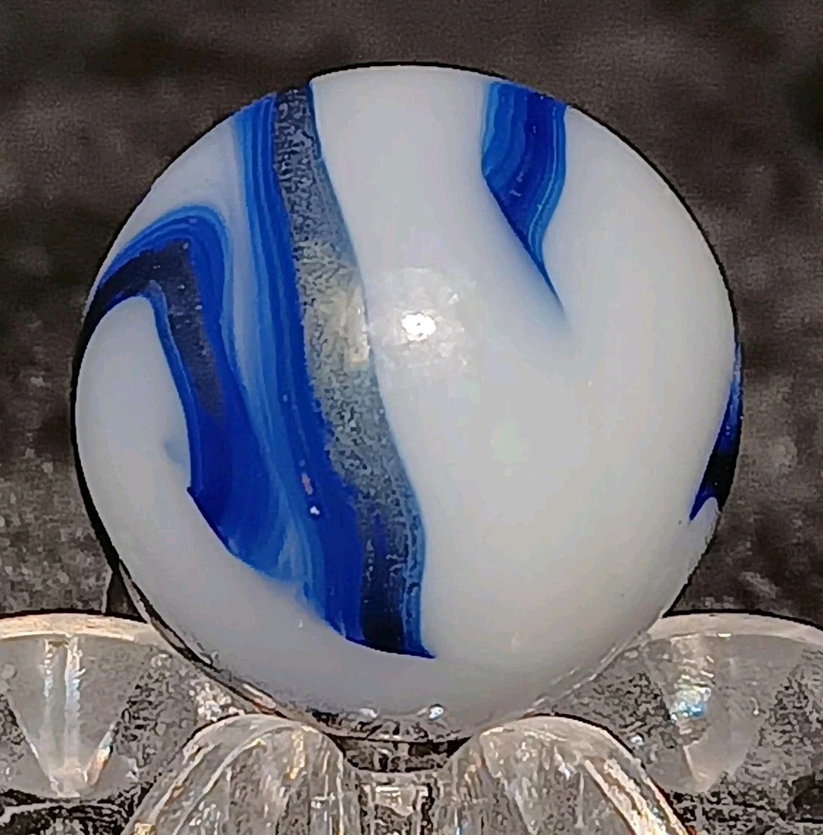 Vintage Alley Agate “METALLIC” Swirl Marble. .58″ Mint. Stunning HTF Example.