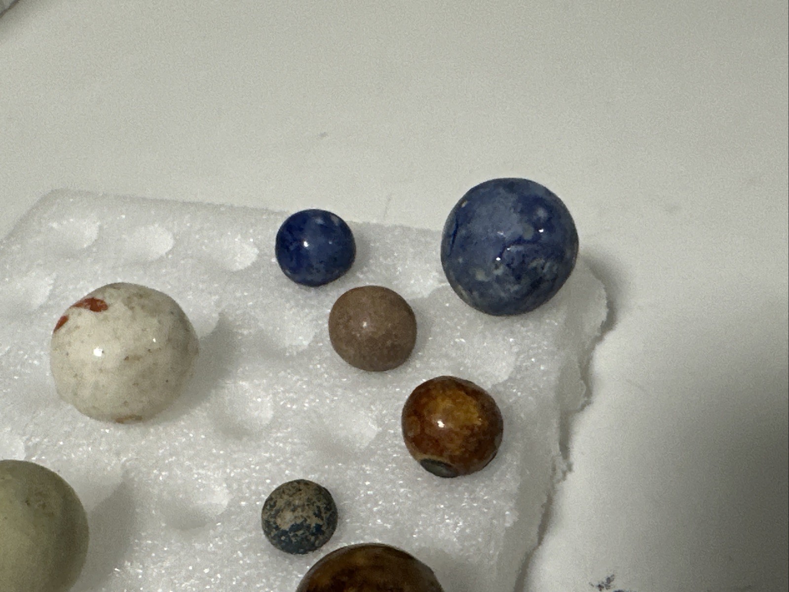 422 Mixed Lot Of 16 Hand Painted Clay China/ Bennington Marbles!