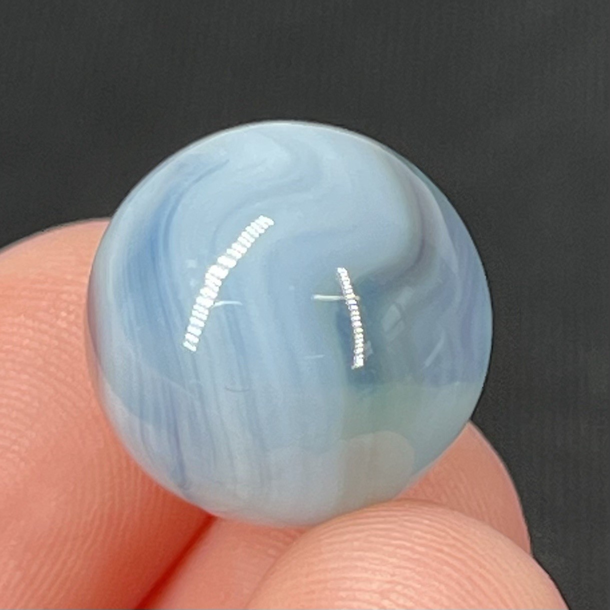 Old Vintage Glass Marble Christensen Akro Peltier Vitro .6” Cloudy Dusty Blue