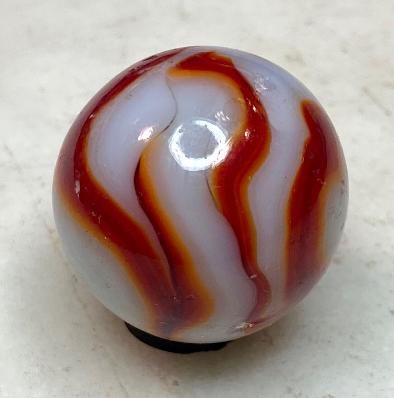 Medium Size Antique Marble Swirl Glass Ball German 25mm / 1” Estate Find. NICE