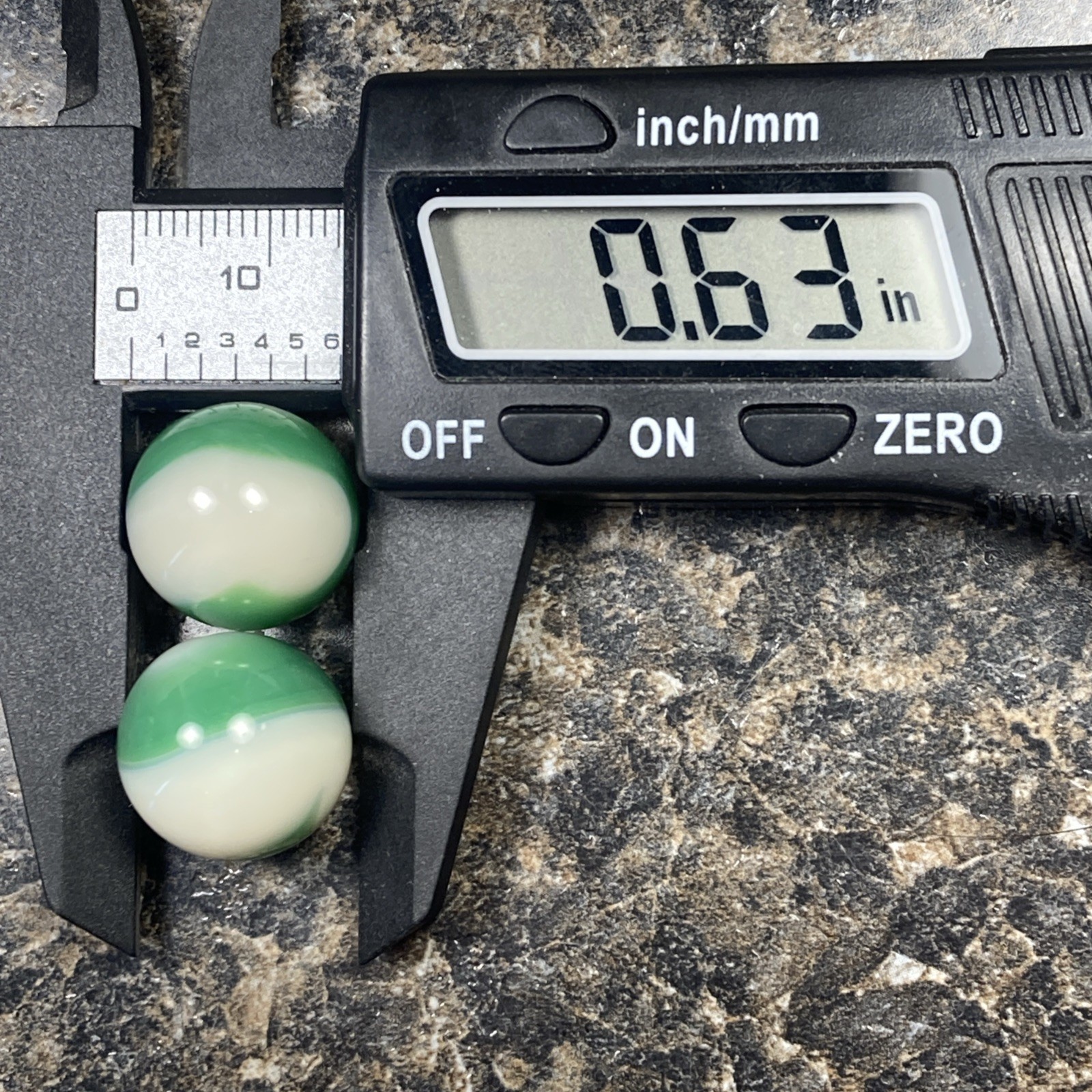 Akro Agate Corkscrew White Green Hot UV! .63” P20
