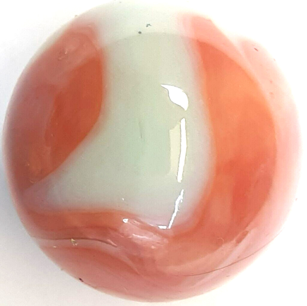 Large Wet Mint Excellent Light Pistachio and Orange CAC Swirl Marble 29/32″