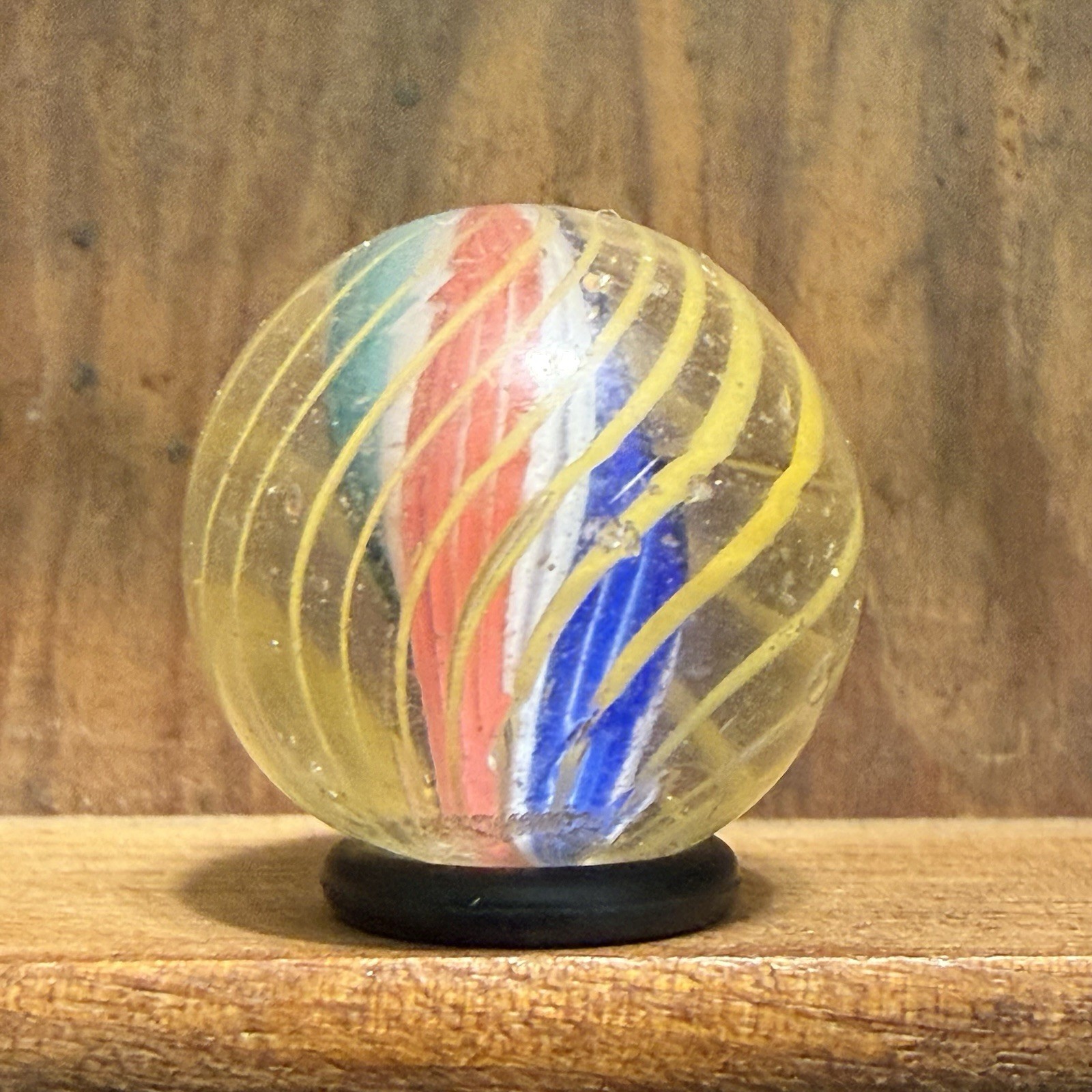 Antique German Handmade Caged Solid Core Shooter Marble 25/32” Near Mint | 329