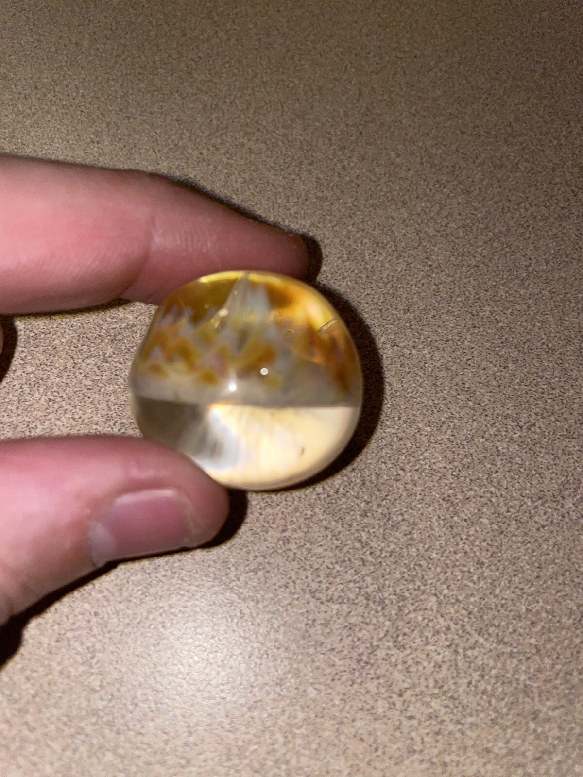 1 1/2 “ Tall Glass Marble , Two Tiny Chips On The Bottom Read Desc