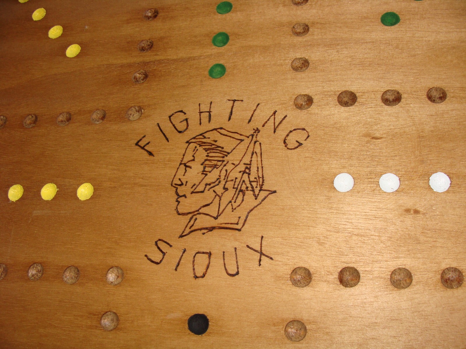 UND Fighting Sioux Wood Marble Board Game. Wahoo. Sorry. 2 to 4 player