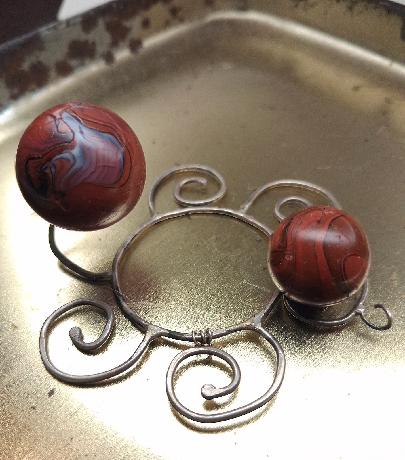 Vintage BRICK Remelt Marbles – Solid Oxblood Rare HTF .65-.81 Fortunate Find!