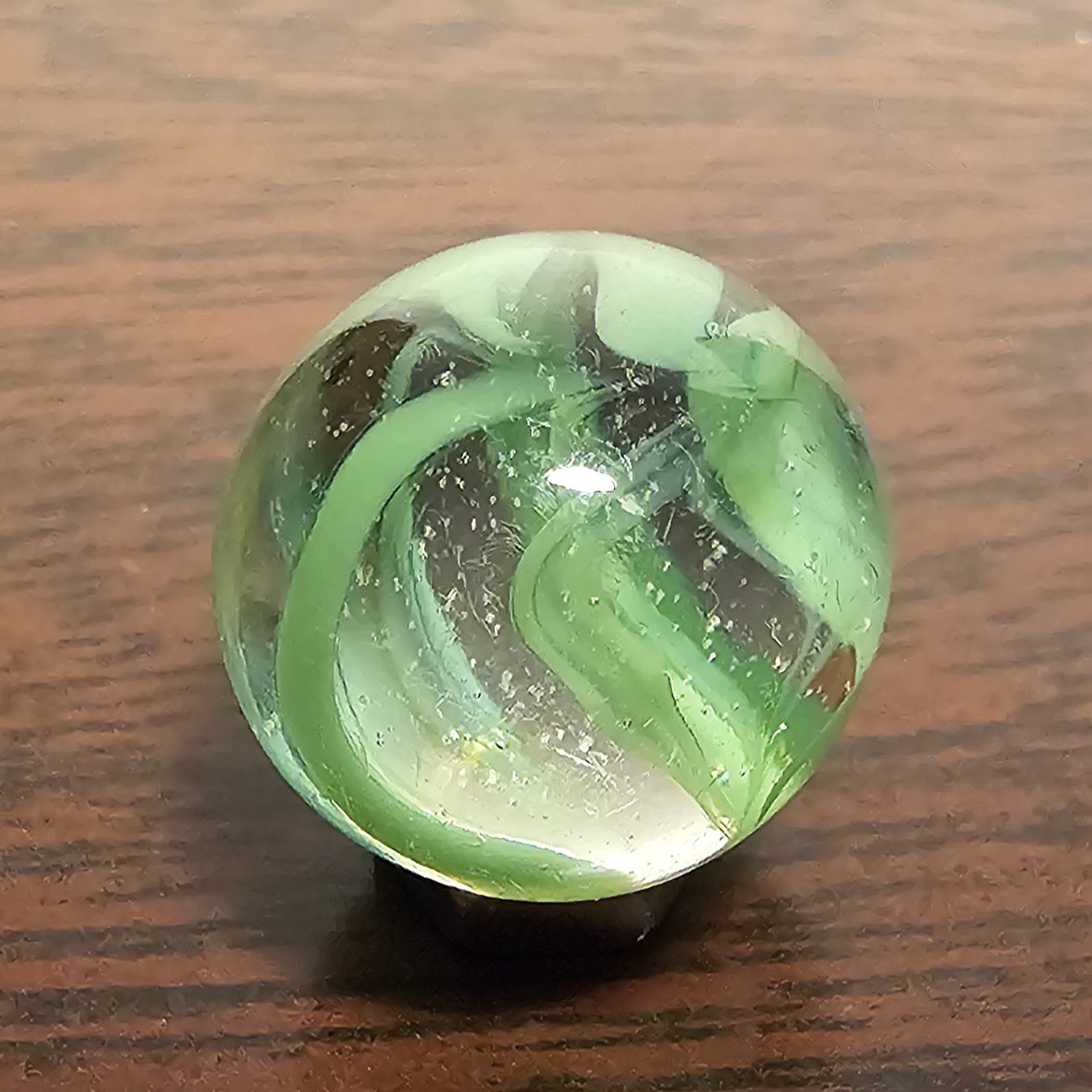 Vintage Vacor Green Spaghetti Ribbon .625″ Glass Marble