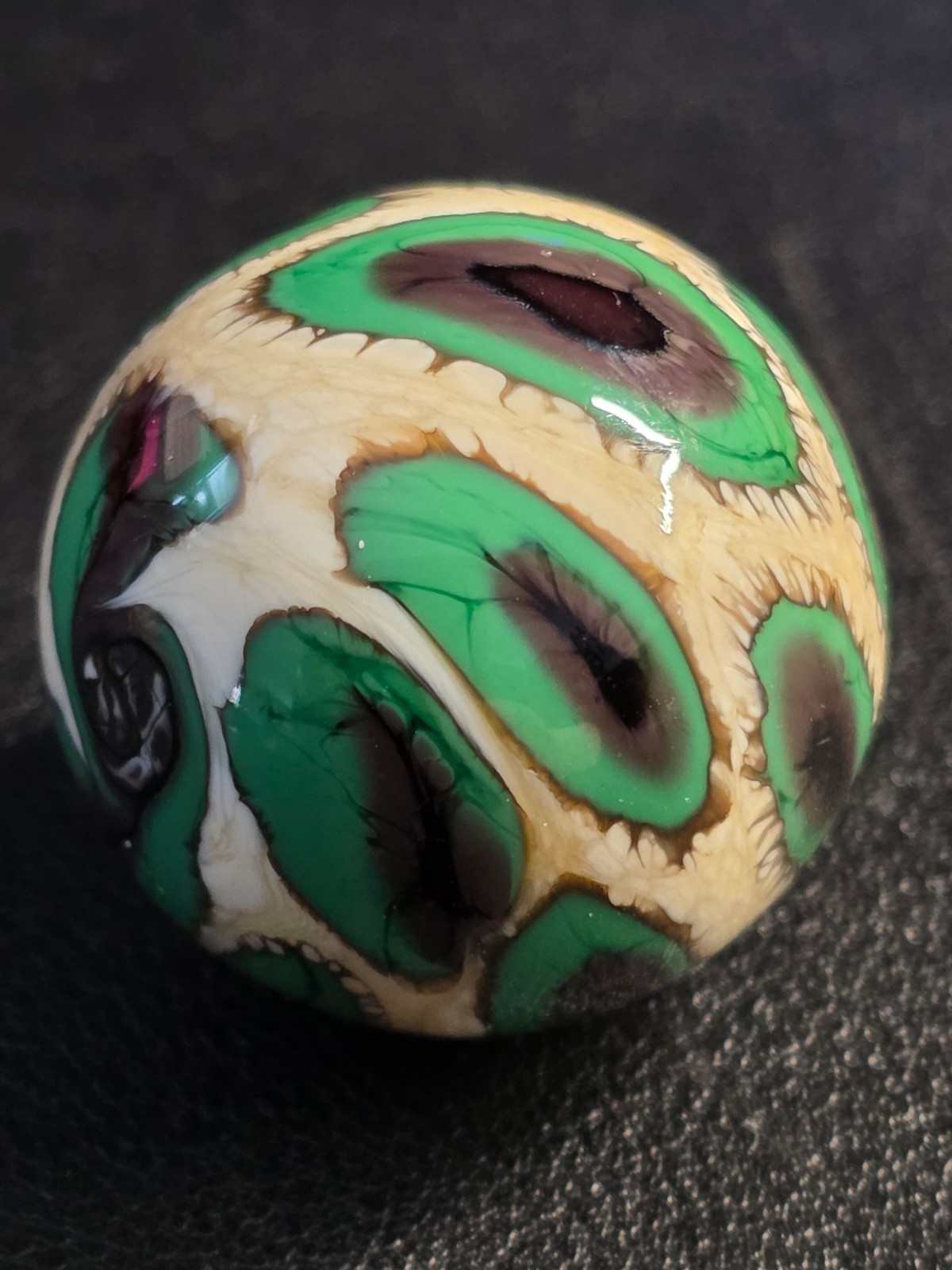 30mm Handmade Peacock Alligator Snakeskin Style Art Glass Marble