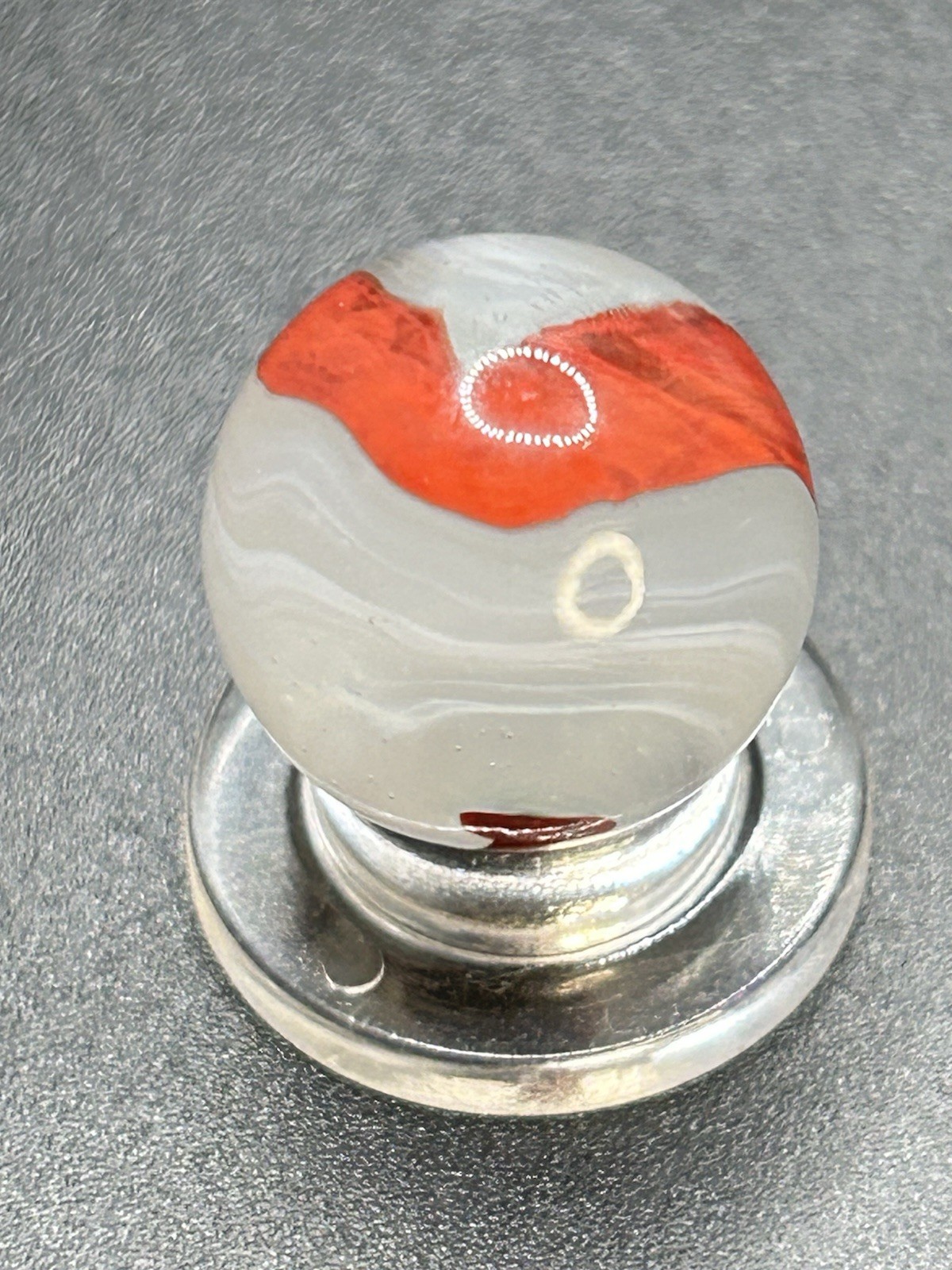 Vintage Akro Agate Silver Oxblood Marble Thick Oxblood Pattern 0.629”