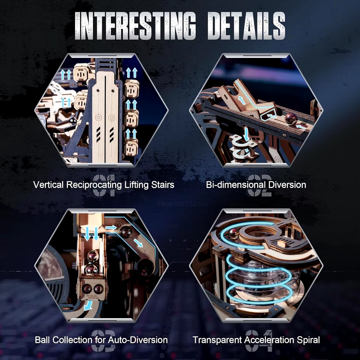 Robotime Marble Spaceport – DIY 3D Wooden Puzzle Mechanical Model Kit