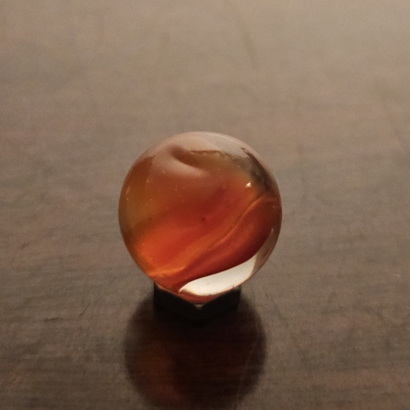 Vintage CE Bogard Orange Floppy 4-Lobe Cats Eye .562″ Glass Marble w Cold Roll