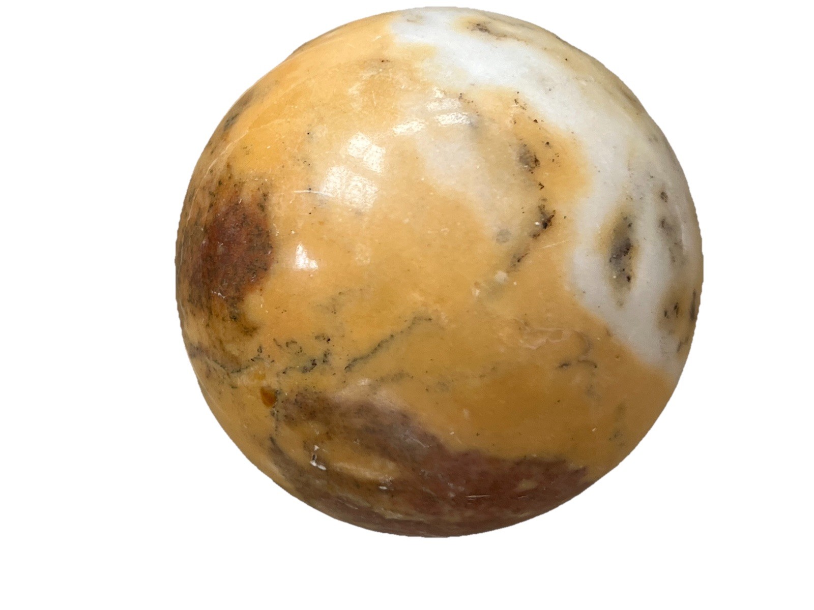 Large 2+ Inch Marble Ball Tan, White, Brown Swirls
