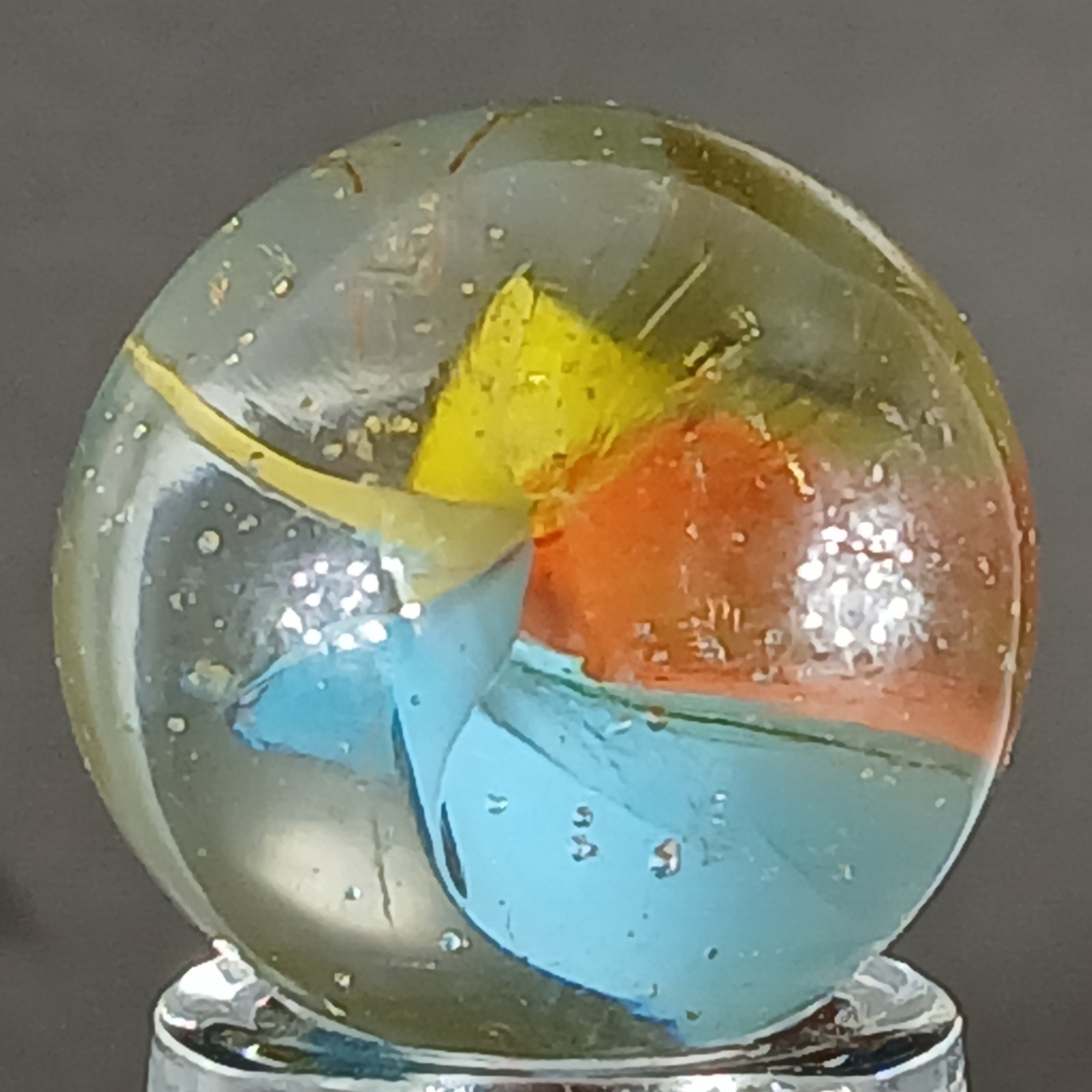 Vintage Tri-Color Hybrid Cat’s Eye Marble .59 Inches Near-Mint Condition