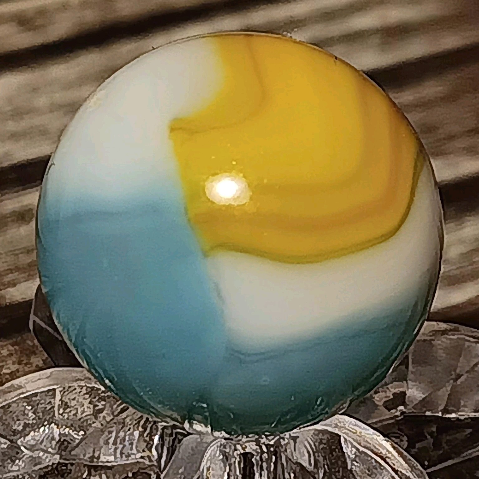 Vitro Agate Tigers Eye Marble. 5/8″ NM(+) Nice Color Combo