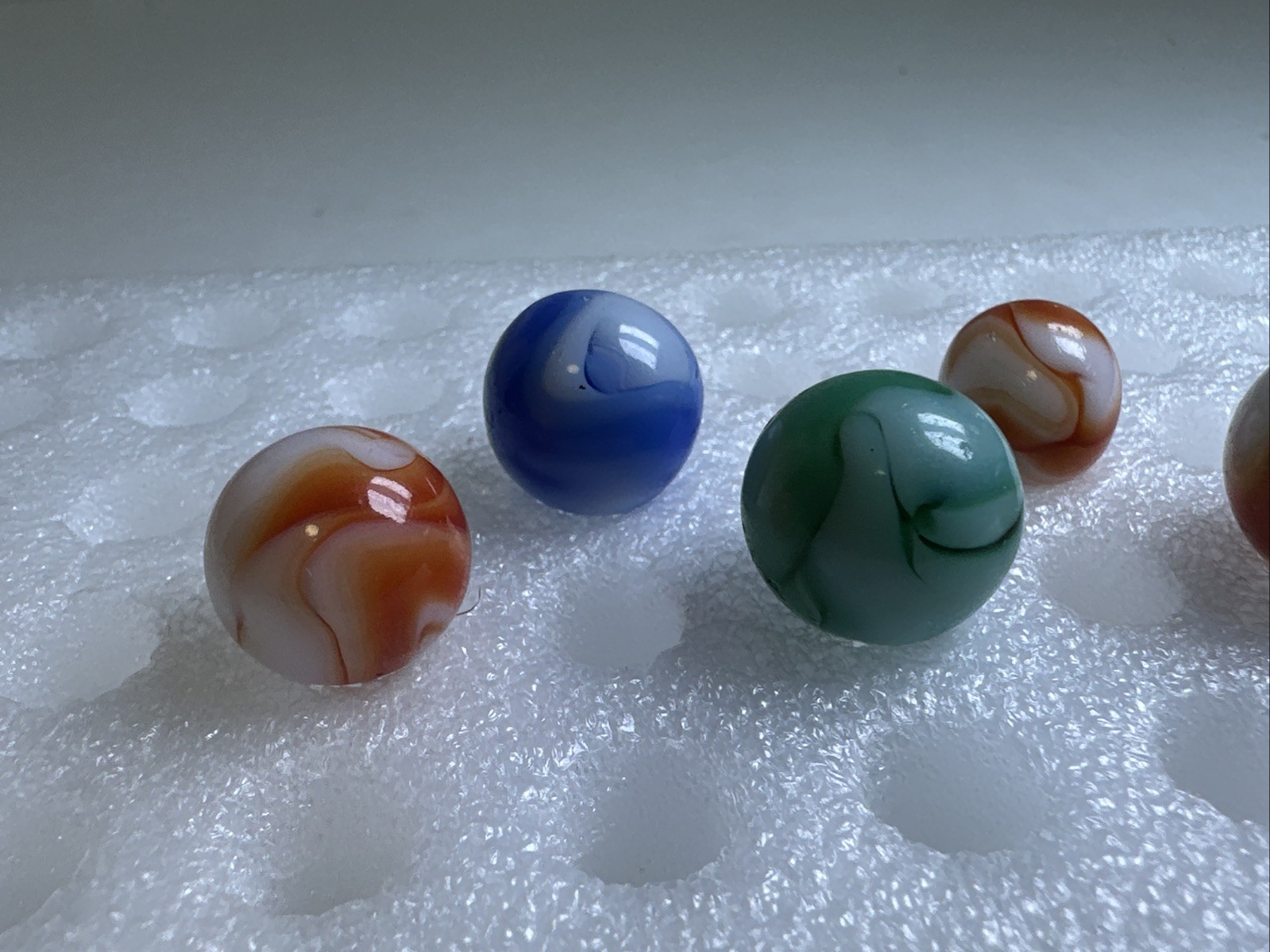 350 Lot Of 6 Vintage Alley Agate Swirl Marbles! .535-.735”