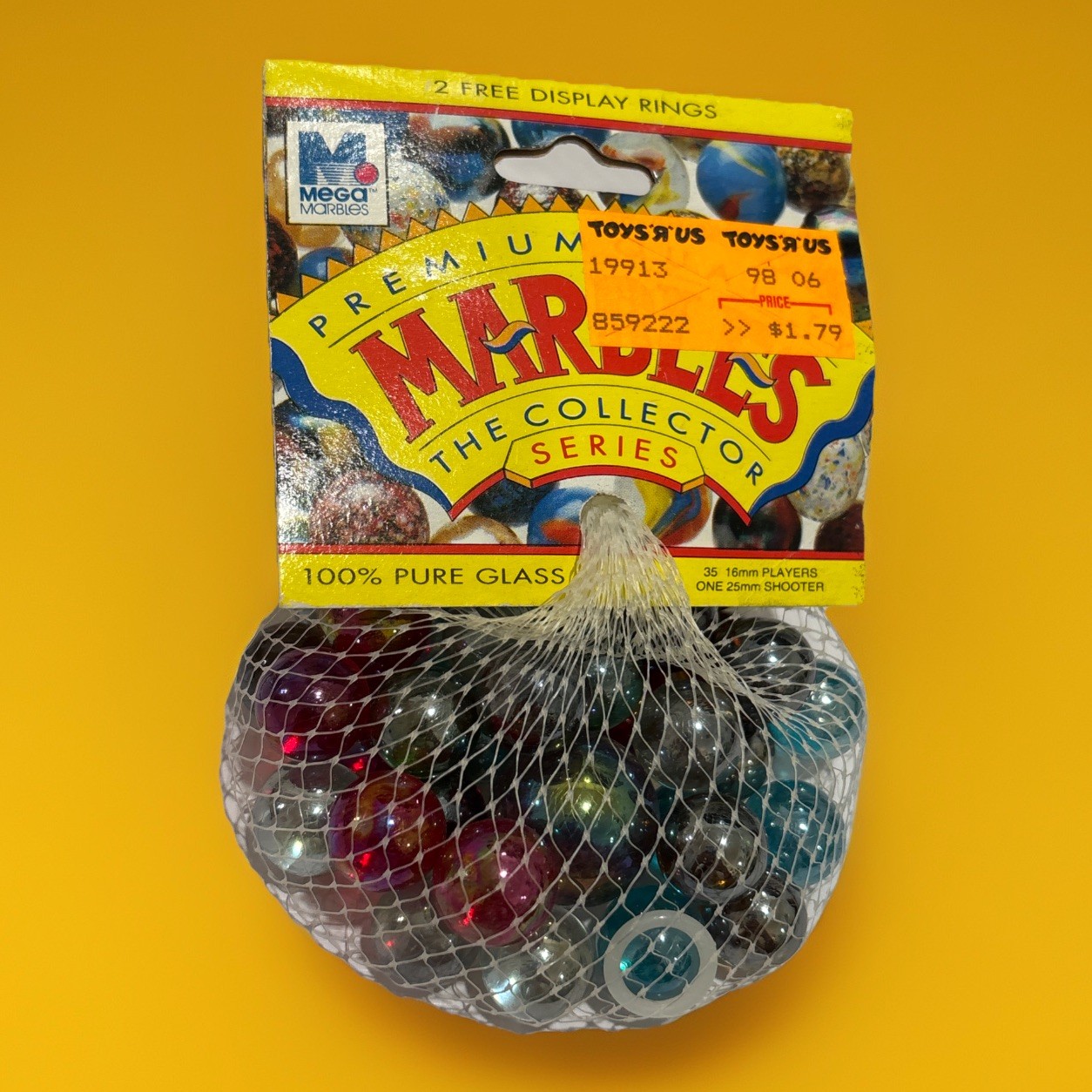 “SILVER” VACOR MEGA MARBLES Vintage 1990s Net Bag 35 16mm/1 25mm Shooter