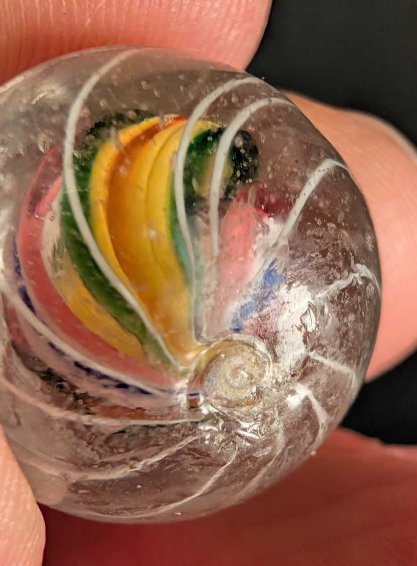 Vintage German Latticinio Core Swirl Marble Glass .759″ (6 colors)