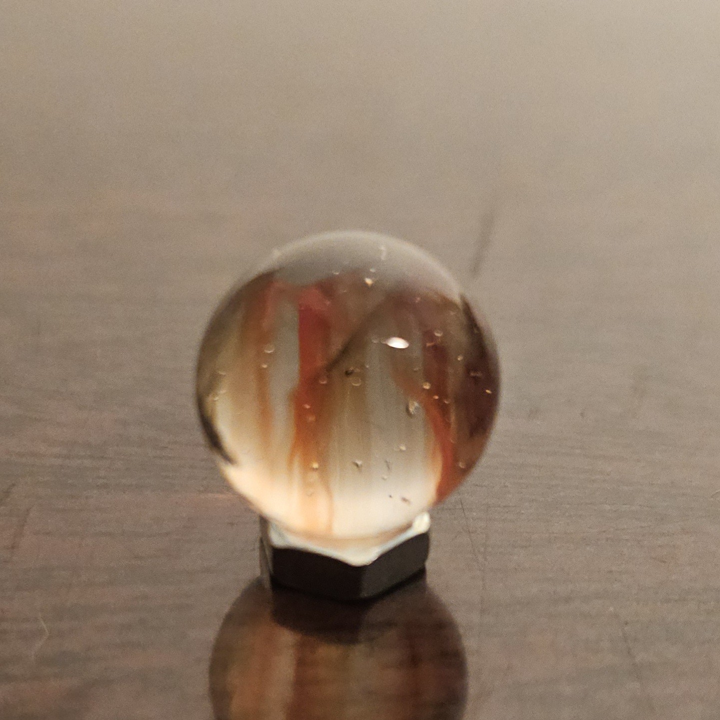 Vintage Vacor Red Spaghetti Ribbon .593″ Glass Marble