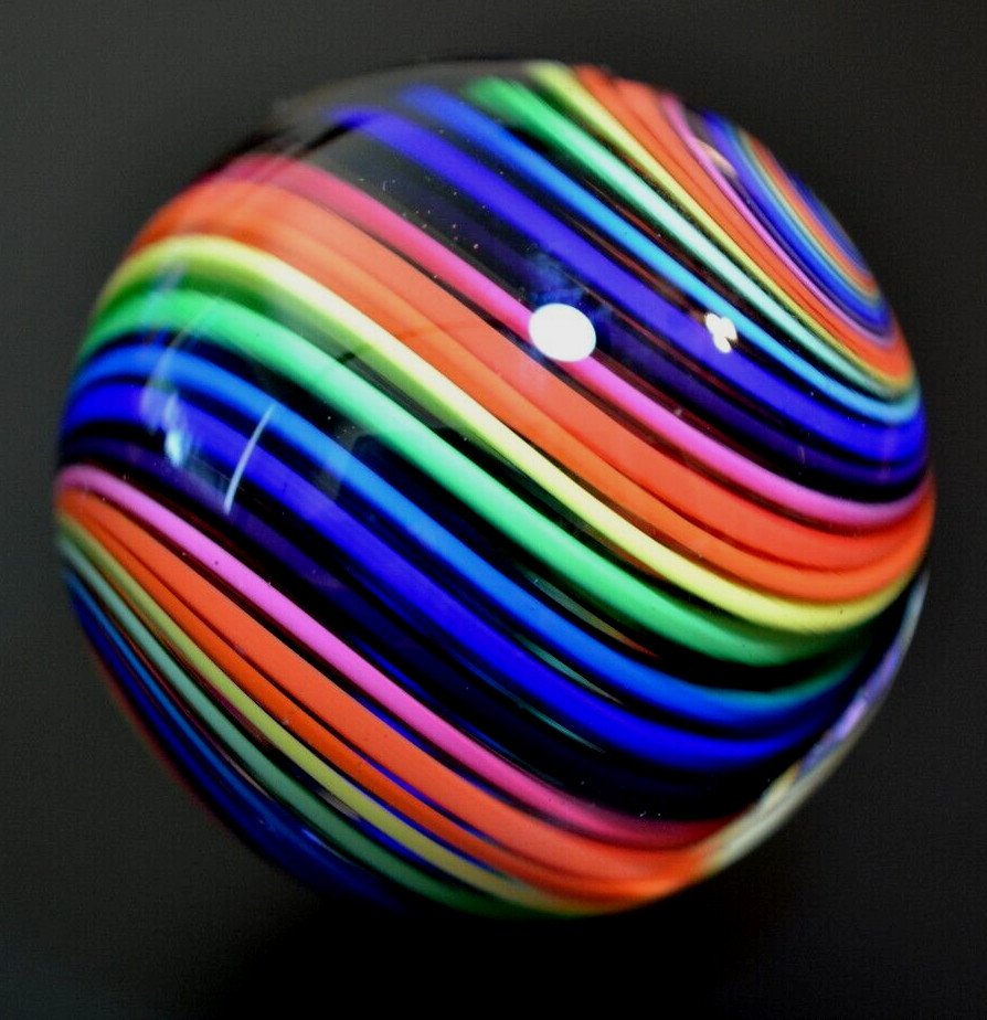 EDDIE SEESE GLASS MARBLE/2.105″-RAINBOW FLIPSTER SWIRL b-PURPLE,ROYAL,TURQ,LIME+
