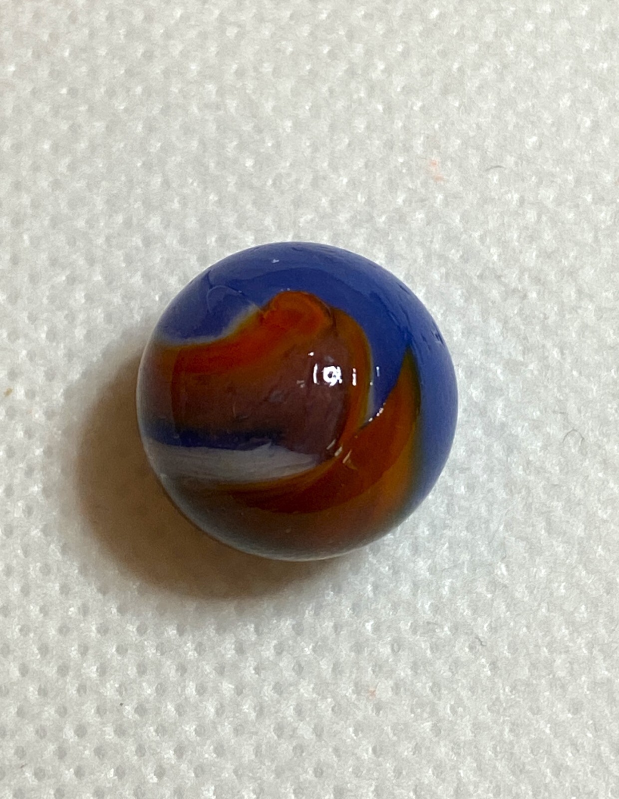 #7 PELTIER MARBLE HYBRID RAINBO BLENDED SPIDERMAN BURNT COLORS .62″ NM+/- MX126