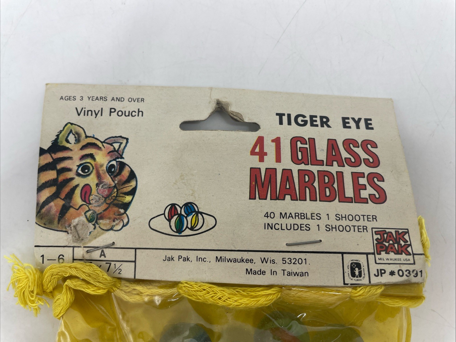 Vintage Tiger Eye Glass Marbles & Vinyl Pouch (40 Marbles & 1 Shooter)