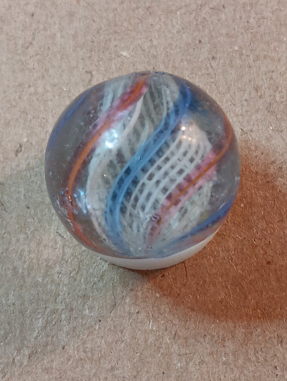 Vintage German Marbles 1 Coreless.62 Inch. 1white Core Latticinio .68 Inch