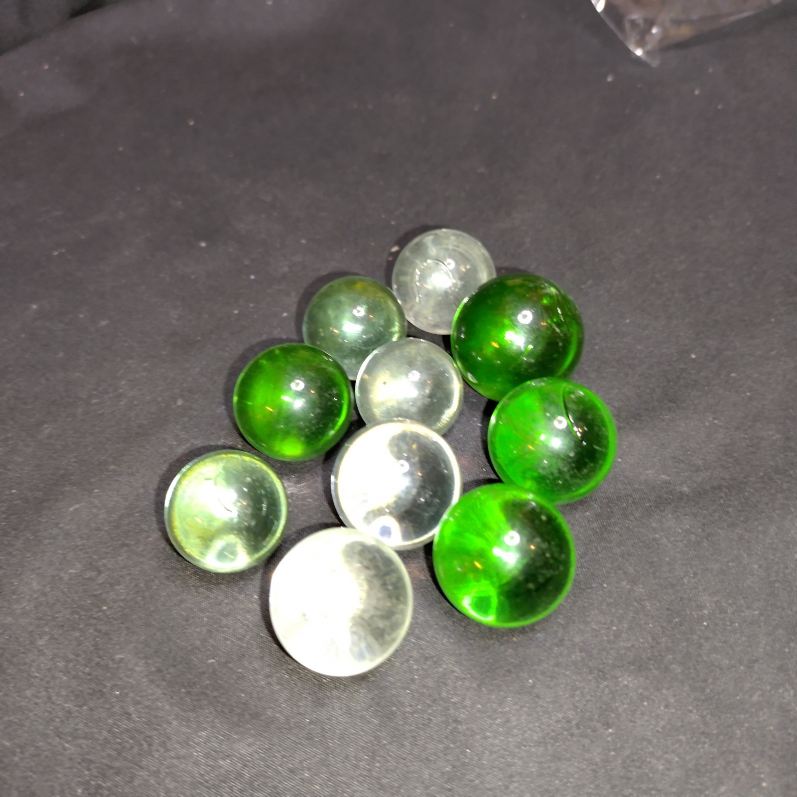 Vintage Green Clear Glass Marbles Shooters 20mm Lot of 10 Clearies