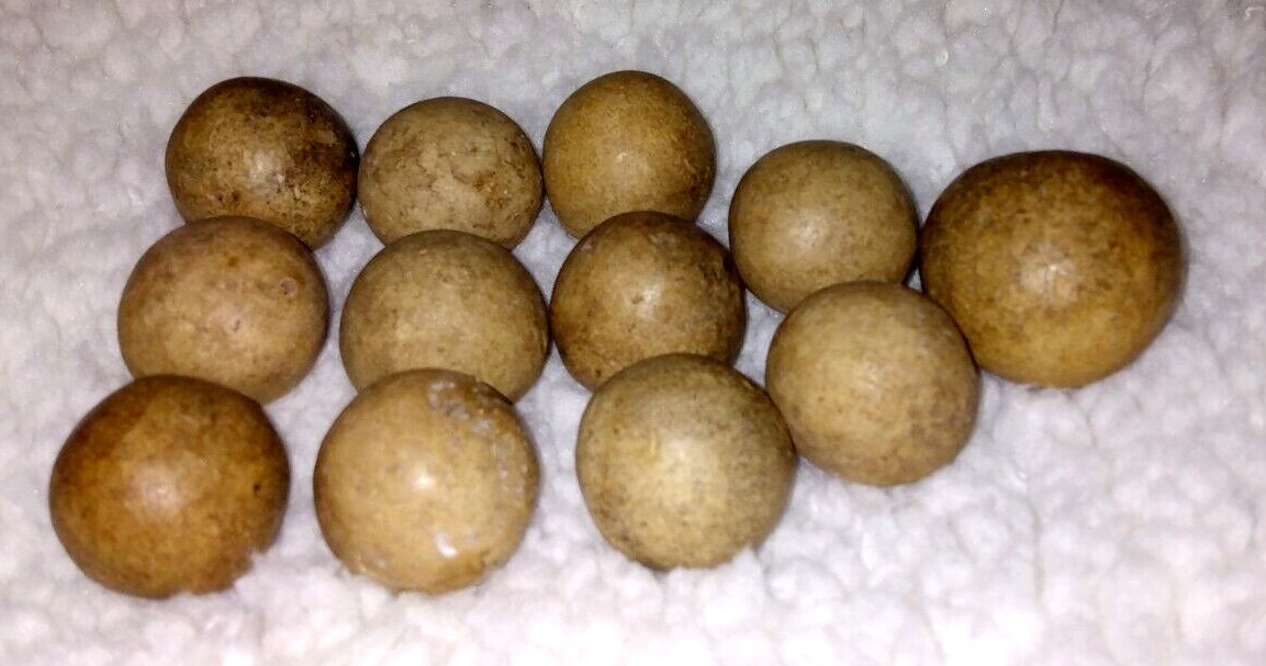 VINTAAGE LATE 1800s DARK CLAY 12 MARBLES 1 SHOOTER 1″ 11 MISC 11/16″ OKLAHOMA