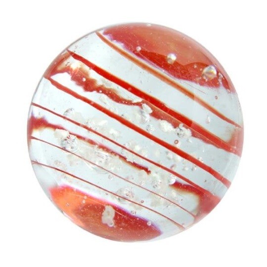 “Moonstone ” 16mm Handmade Art Glass Glow in the Dark Marbles Set of 4 w/Stands