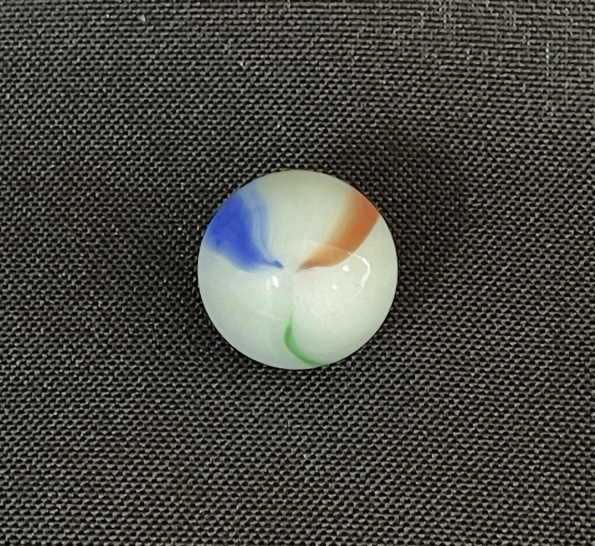Vintage Akro Agate Peltier Art Swirl 24mm Glass Marble Orange Blue Green Swirl