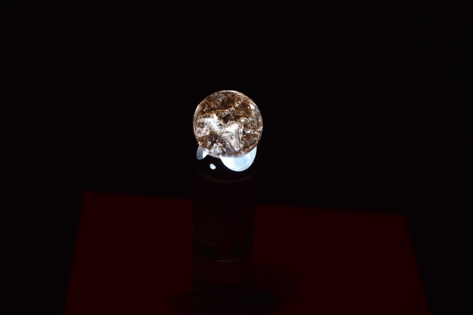 ⭐Vitro Pink💎Jeweled Crackle Glass Toy Marble, 🚩Shooter Size🚩 .875″=7/8″