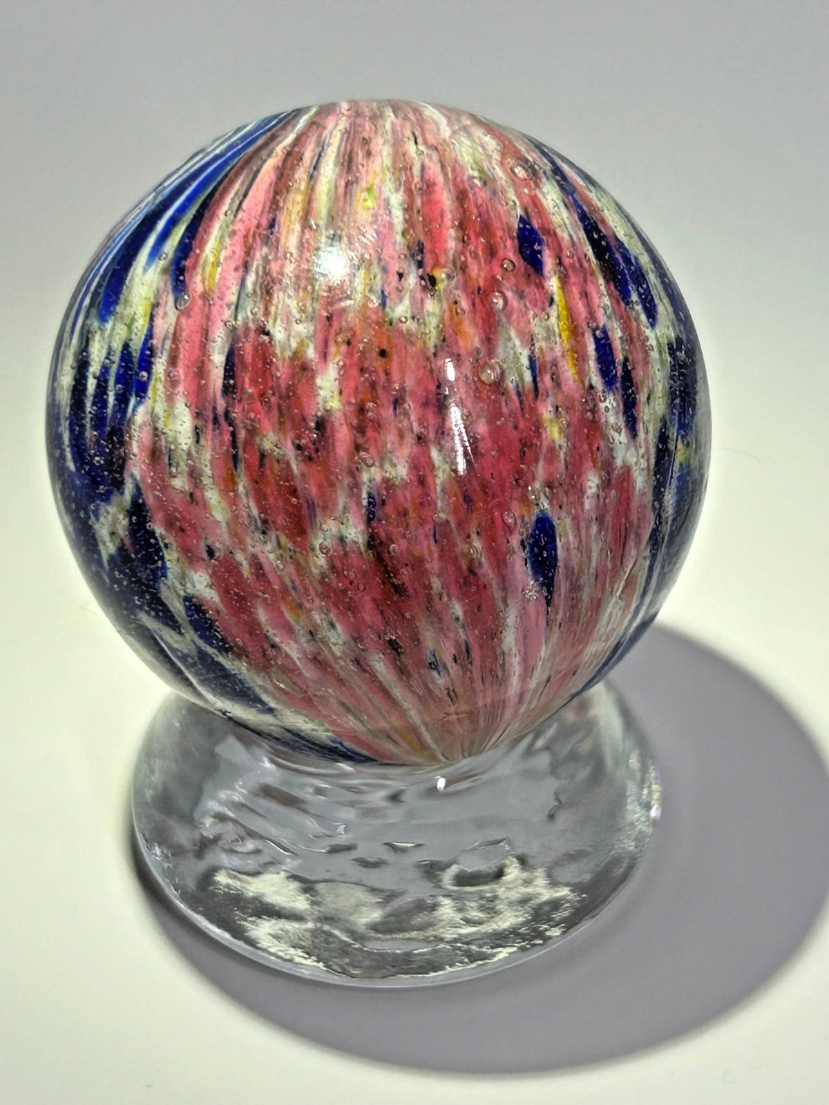 Antique German Handmade 4 Panel “flame” Onionskin Marble 1-25/32″ Mint E3.23