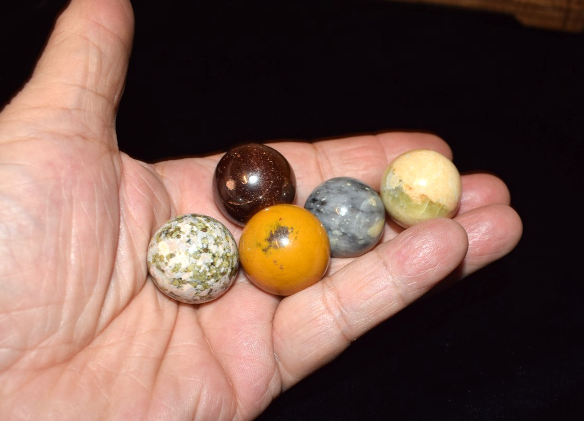 🧐👉Lot of 5 all top picks mixed mineral collector’s marbles boulder size 1.00″