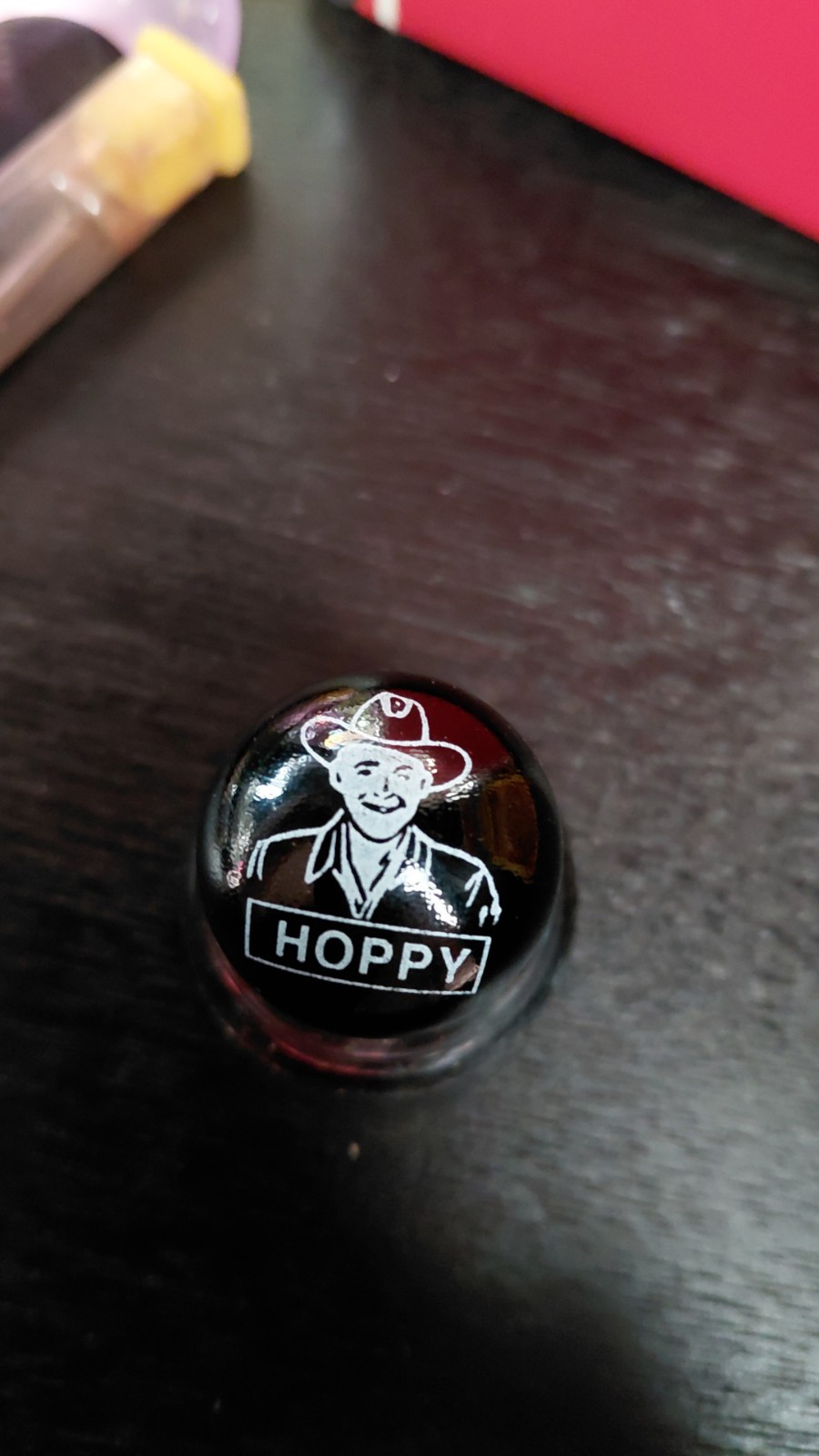 Logo Printed Machine Made Toy Marble with Hoppy Cowboy Design, Black