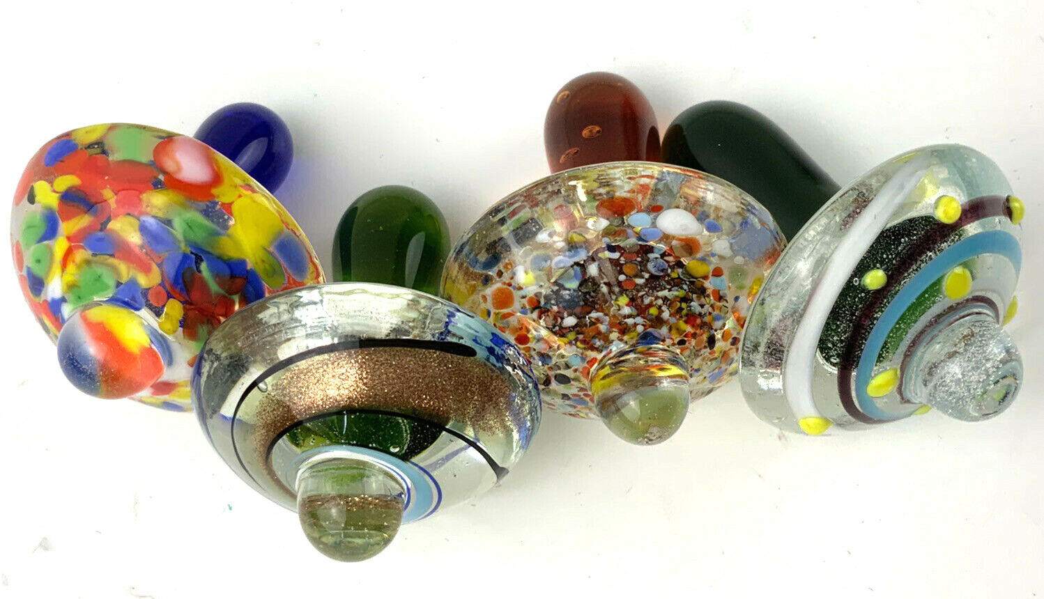 1 GLASS TOP (Random Design) Handmade Contemporary Spinning Spin Art Glass