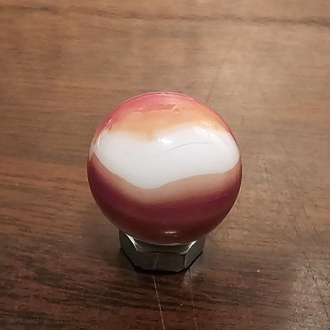 Vintage Marble King Rainbo Red Orange .61 Agate Glass Marble