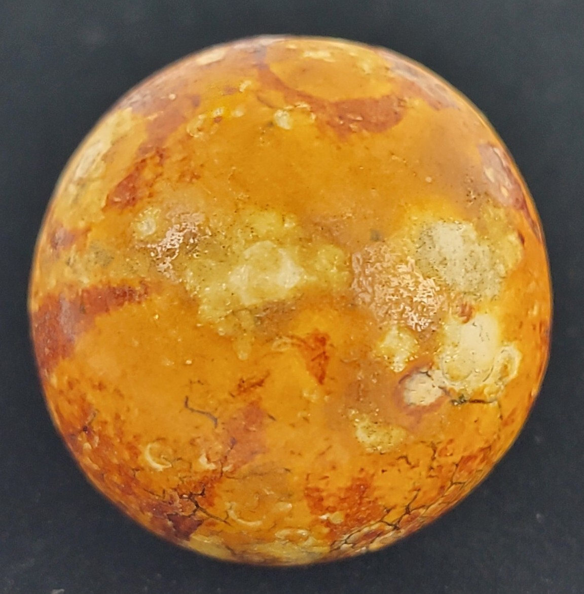 HUGE Antique Clay Stoneware Bennington Jumbo Shooter Marble 1.5 Inch