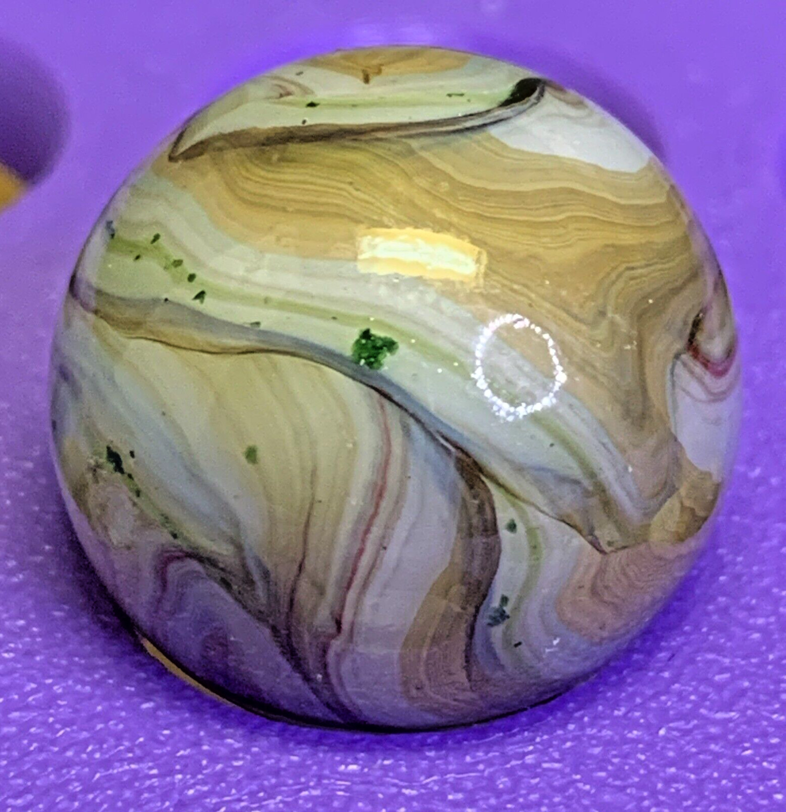 DAS/JABO/WV RAMS FLAMES & SWIRLS AVENTURINE SHOOTER .76″ 9B/95