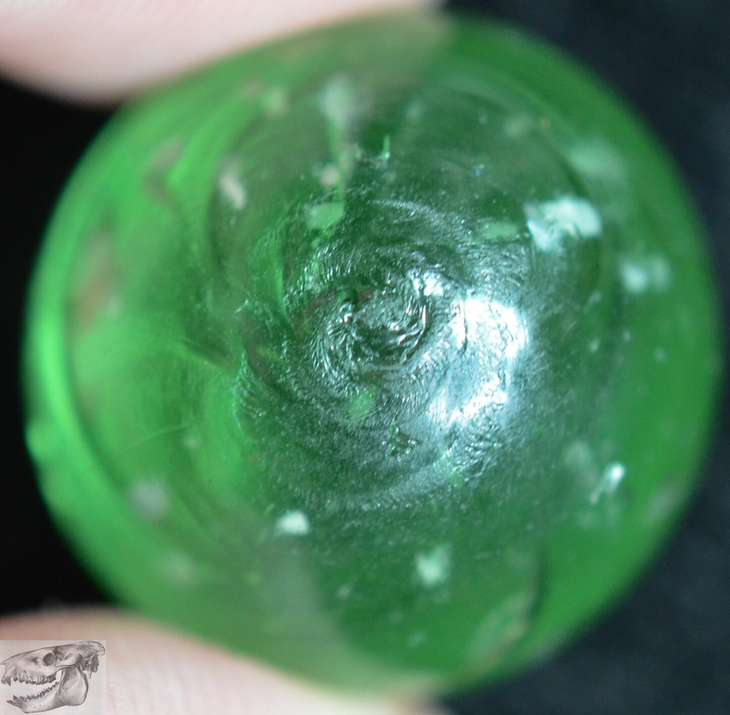 Handmade Green Mica Marble, Filament Core, 3/4 in, Near Mint+, Germany, S898