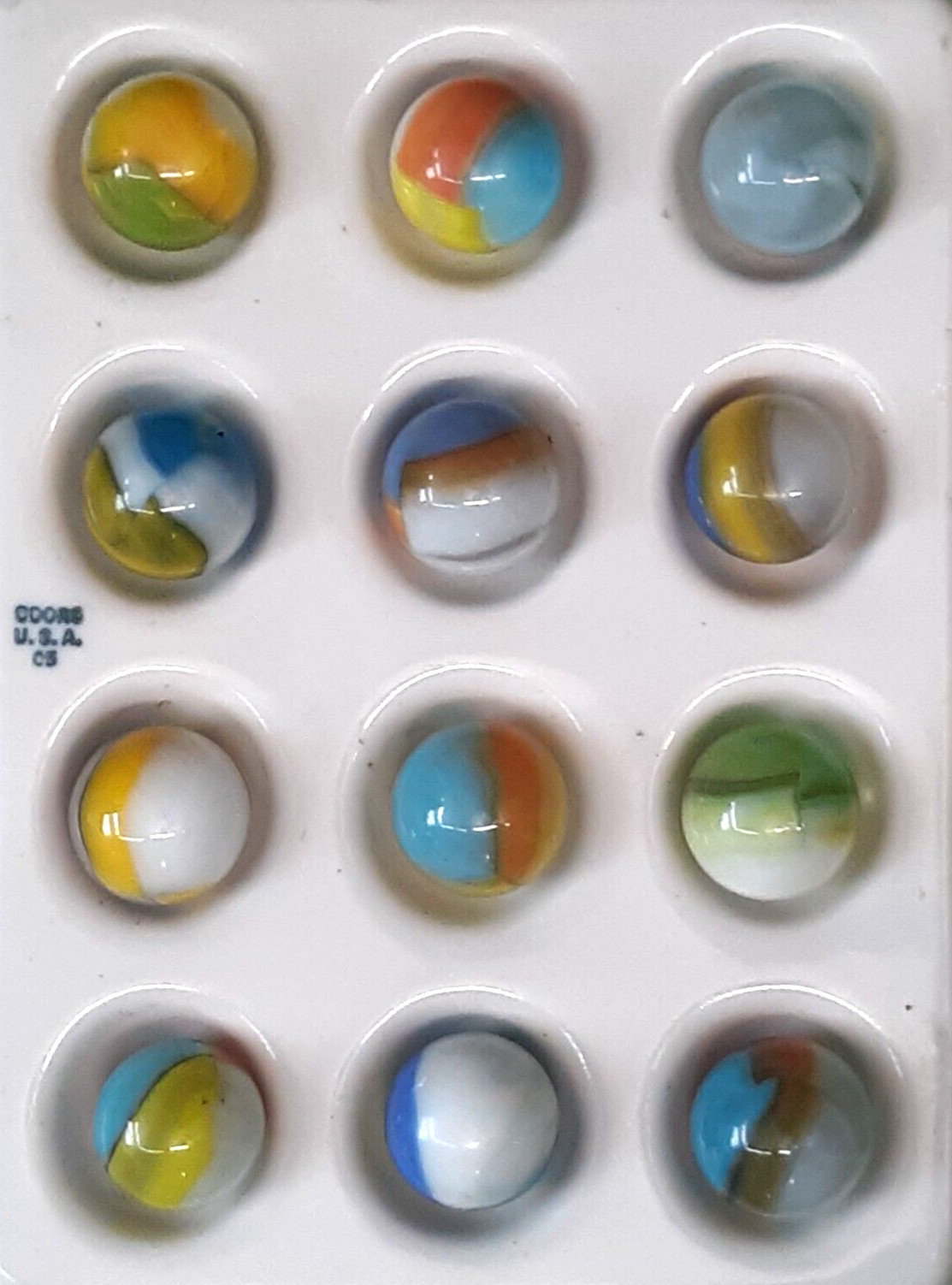 Twelve Wet Mint Vintage Vitro Agate Colorful Glass Marbles #12
