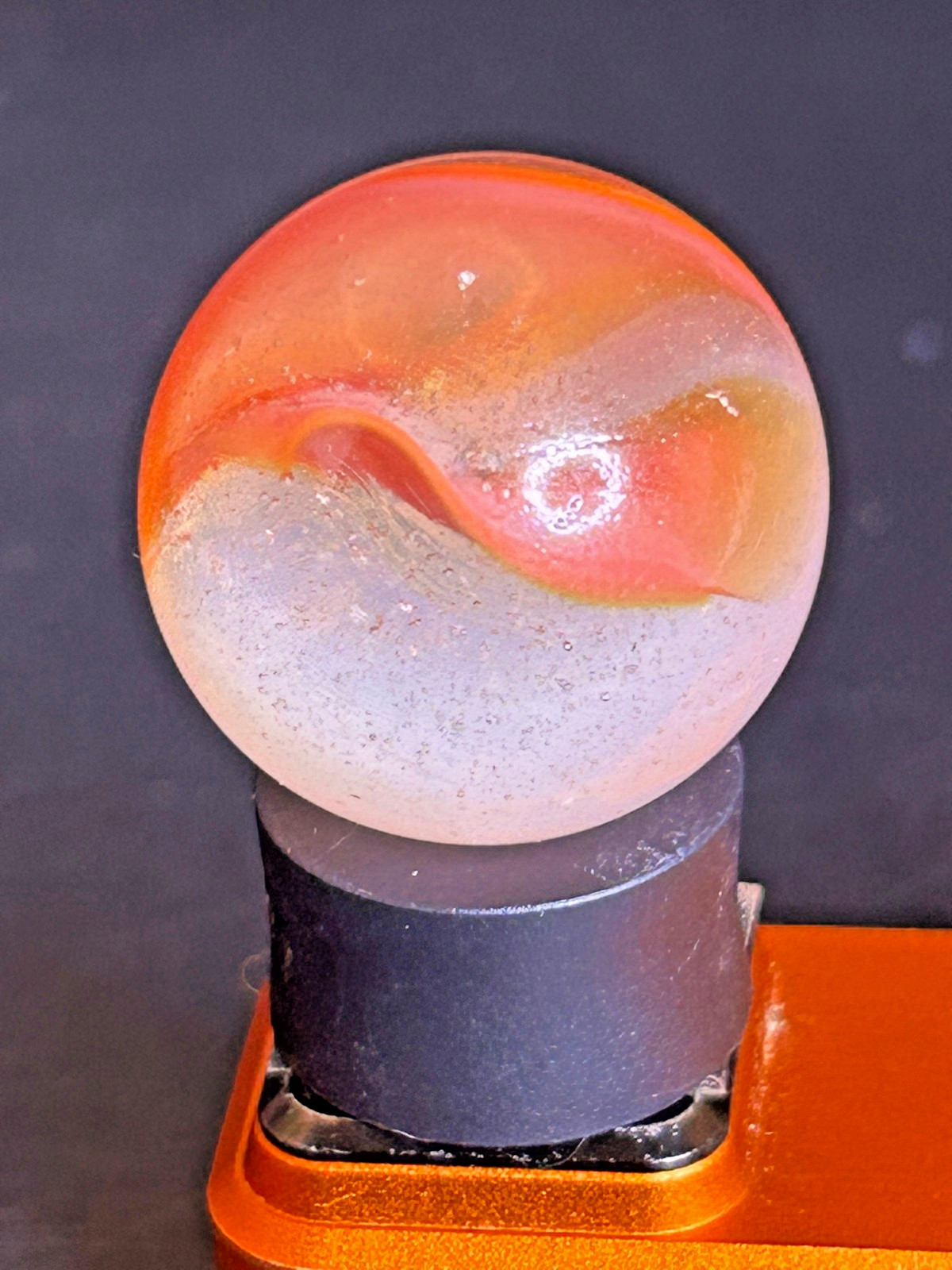 Peltier National Line Rainbo (NLR) Sunset Orange & White Marble .93″ Mint SH3