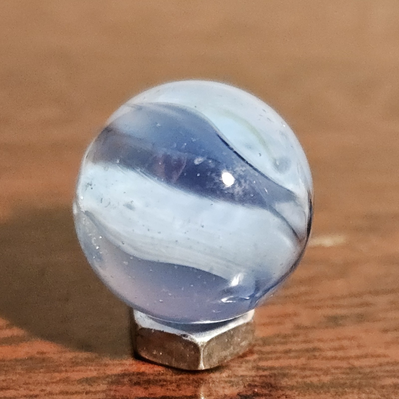Vintage CE Bogard Light Blue 4 Lobe Floppy .625″ Glass Marble