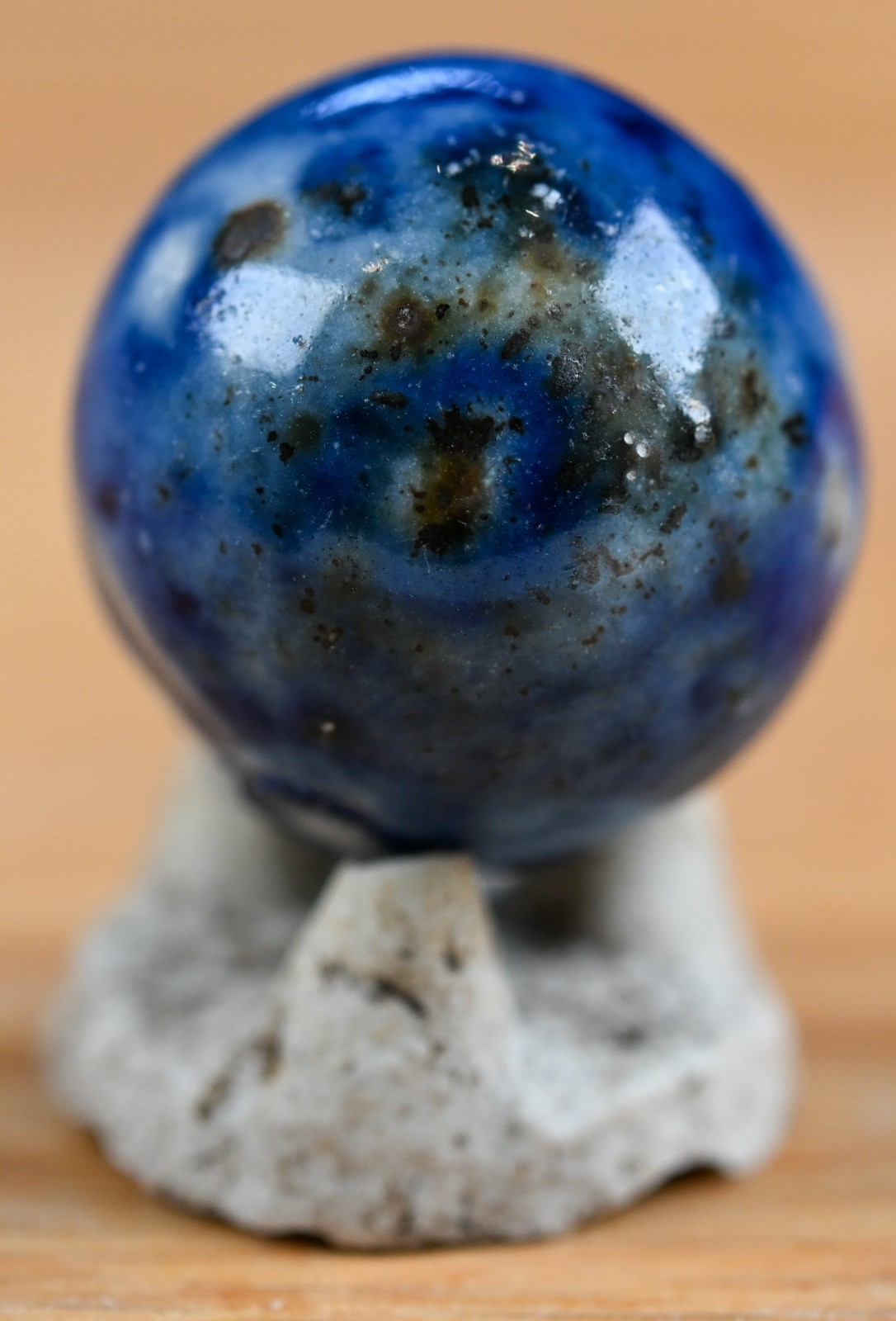 Blue Handmade Bennington Marble & Old German Firing Stand, 0.73 inch, Mint S1692