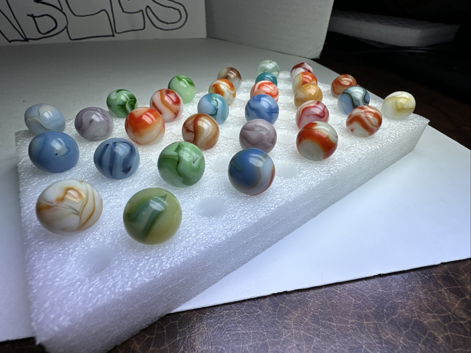 199 Lot Of 30 Vintage Heaton Agate Swirl Marbles!