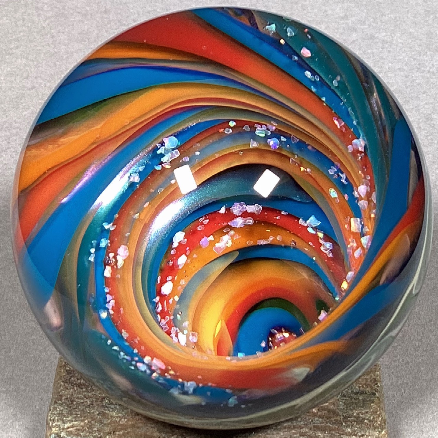 Vortex Marble Handmade by Bill Grout 2.17″ Dormant Spring 020826 Boro Glass