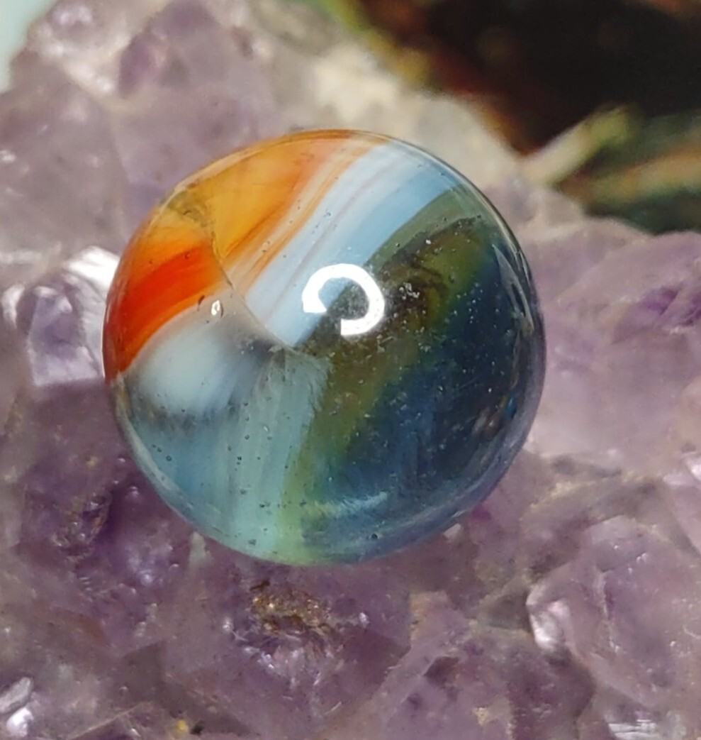 Wild Colors Blue & Orange TRILITE Ribbon Style Patch Vitro Vintage Marbles .61″
